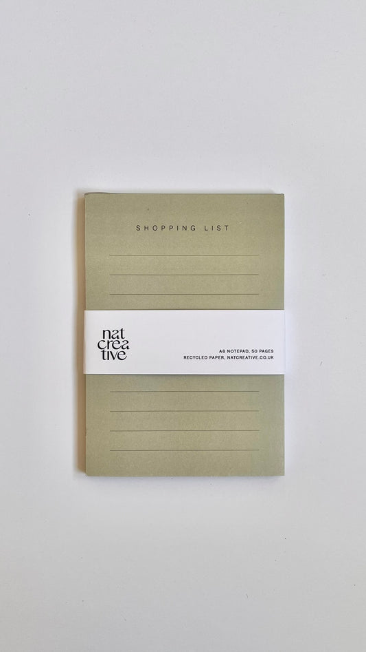 Shopping List Notepad A6 Sized