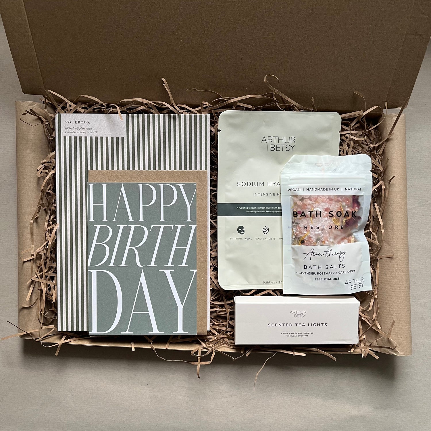 Image showing an example of one of our birthday gift boxes as a thoughtful gift idea for someone special