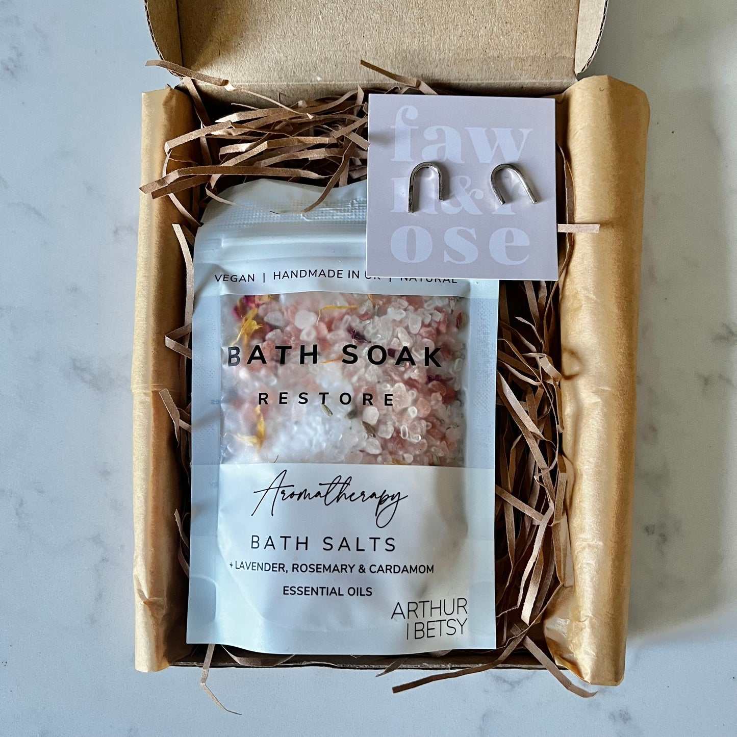 Arc Earrings & Bath Soak Set