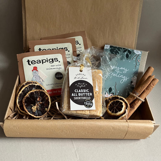 Tea and Treats Mini Gift Box with spiced winter red tea and shortbread – a Thoughtful Tea Gift for a Friend from The Gift Box Cheshire.