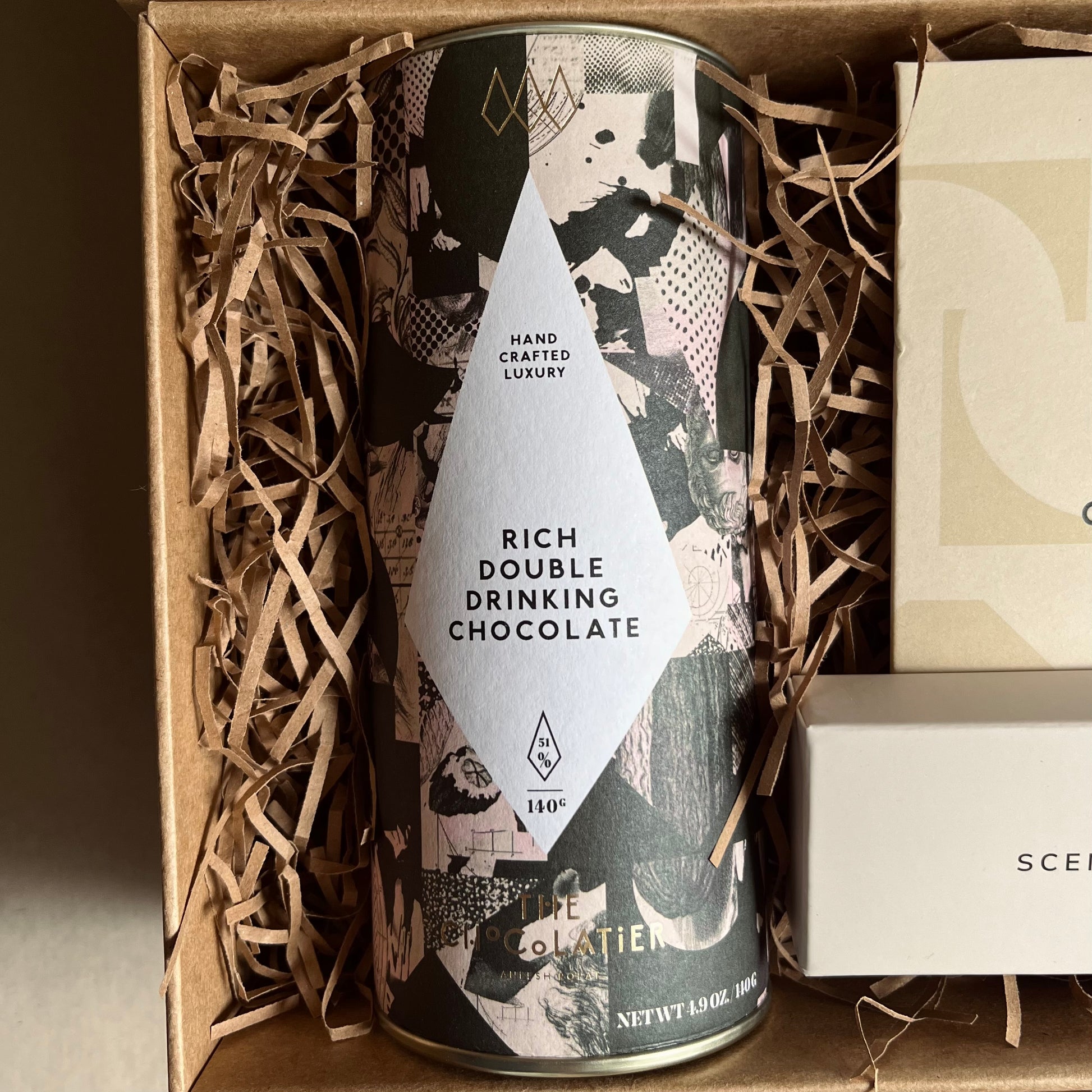 Close up image of rich double drinking chocolate included in The Comfort Edit Thinking of You gift box