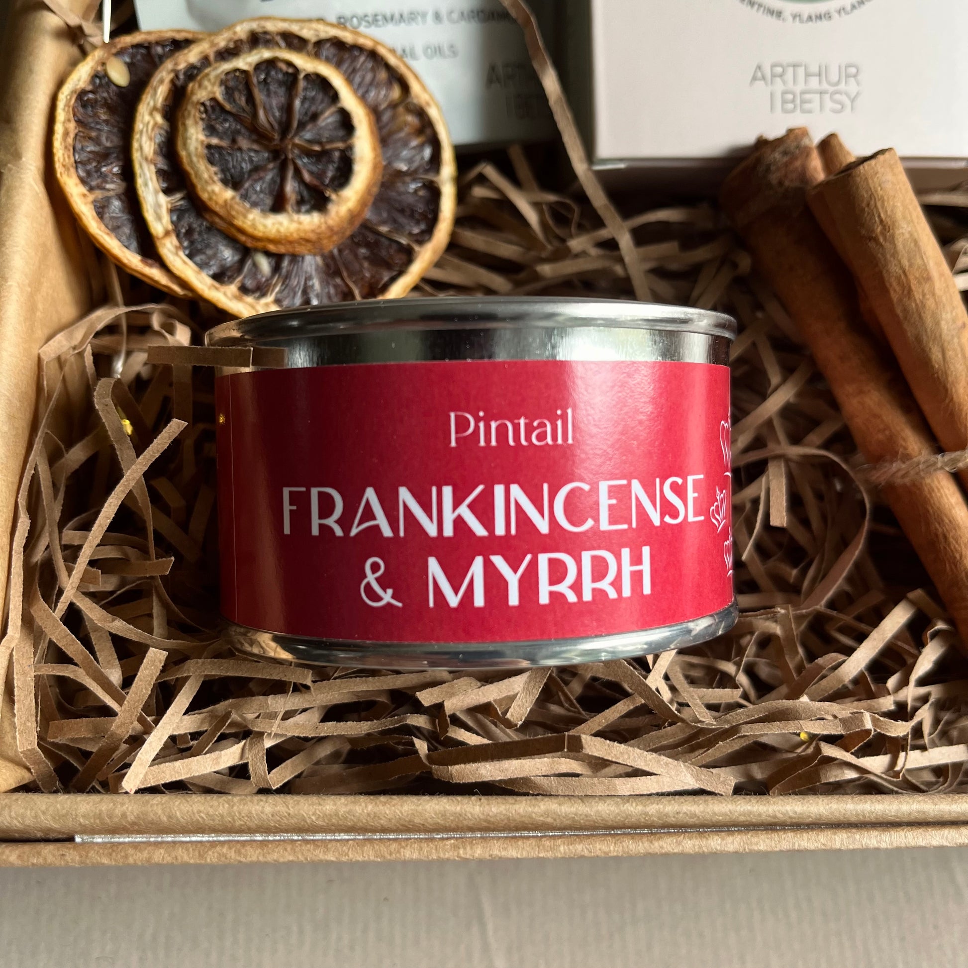 Frankincense and myrrh candle from the Calm and Bright Gift Box.