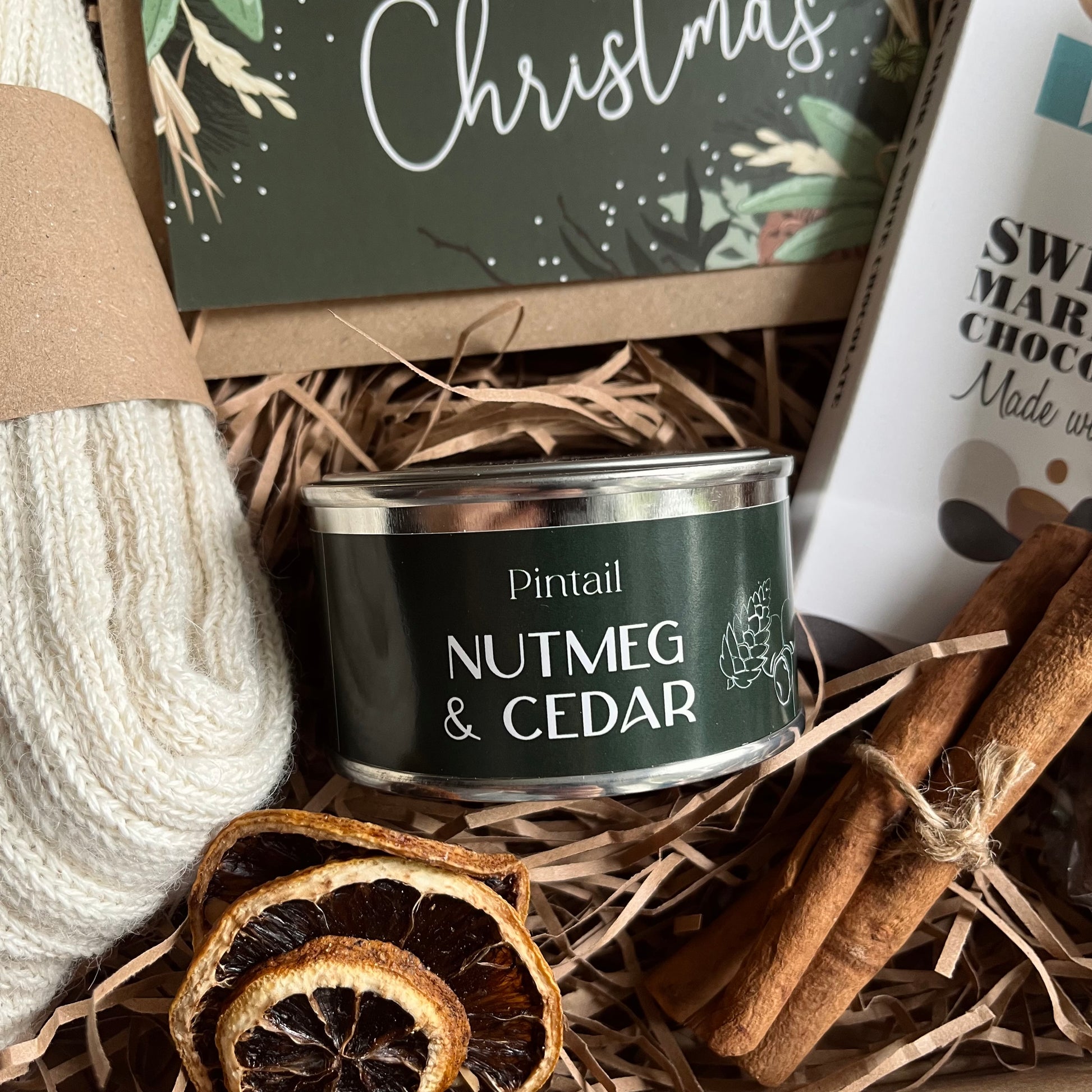 Nutmeg and cedar Christmas candle from the Cosy Christmas Gift Box.